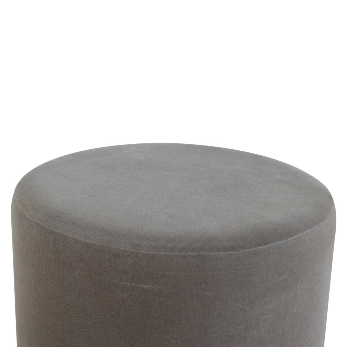 Gold Base Grey Velvet Footstool | Cotton Velvet