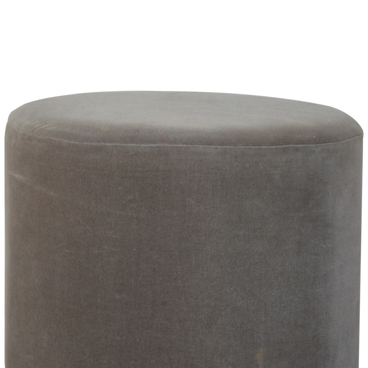 Gold Base Grey Velvet Footstool | Cotton Velvet