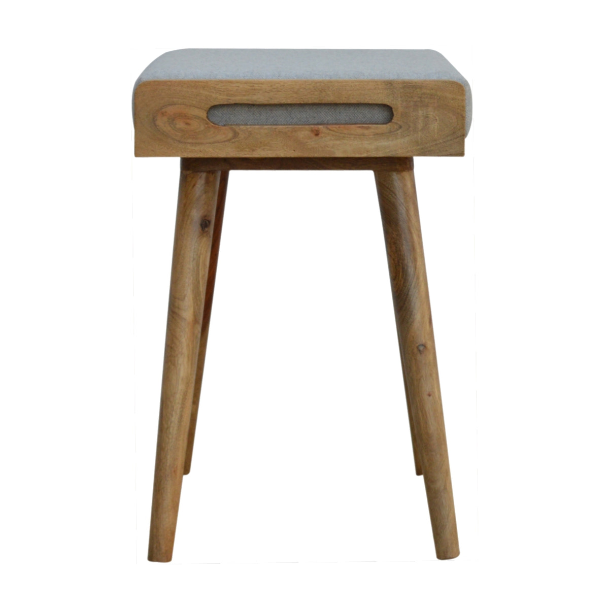 Grey Tweed Tray Style Footstool | Oak-Ish