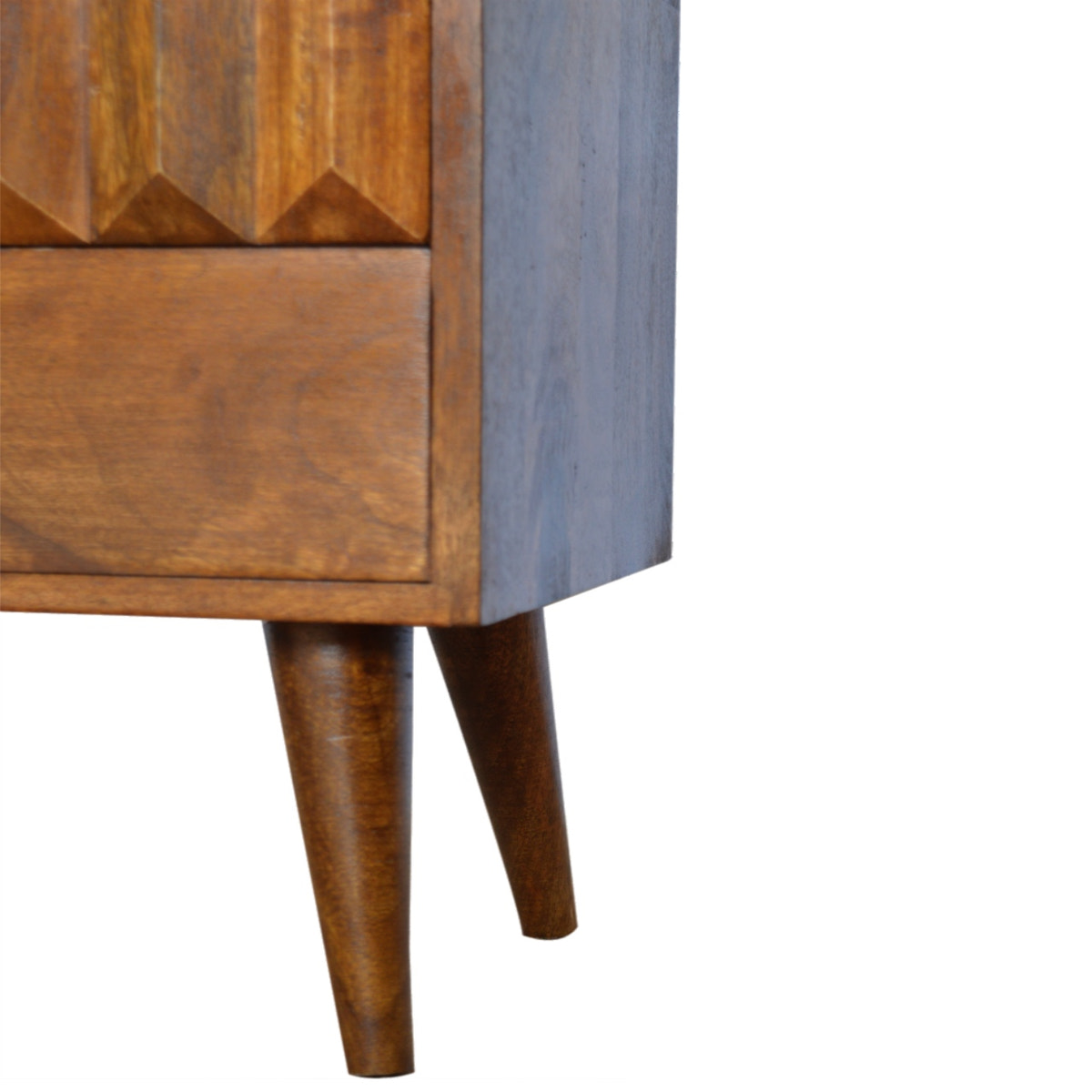 Chestnut Prism Bedside Table | Hand-Carved