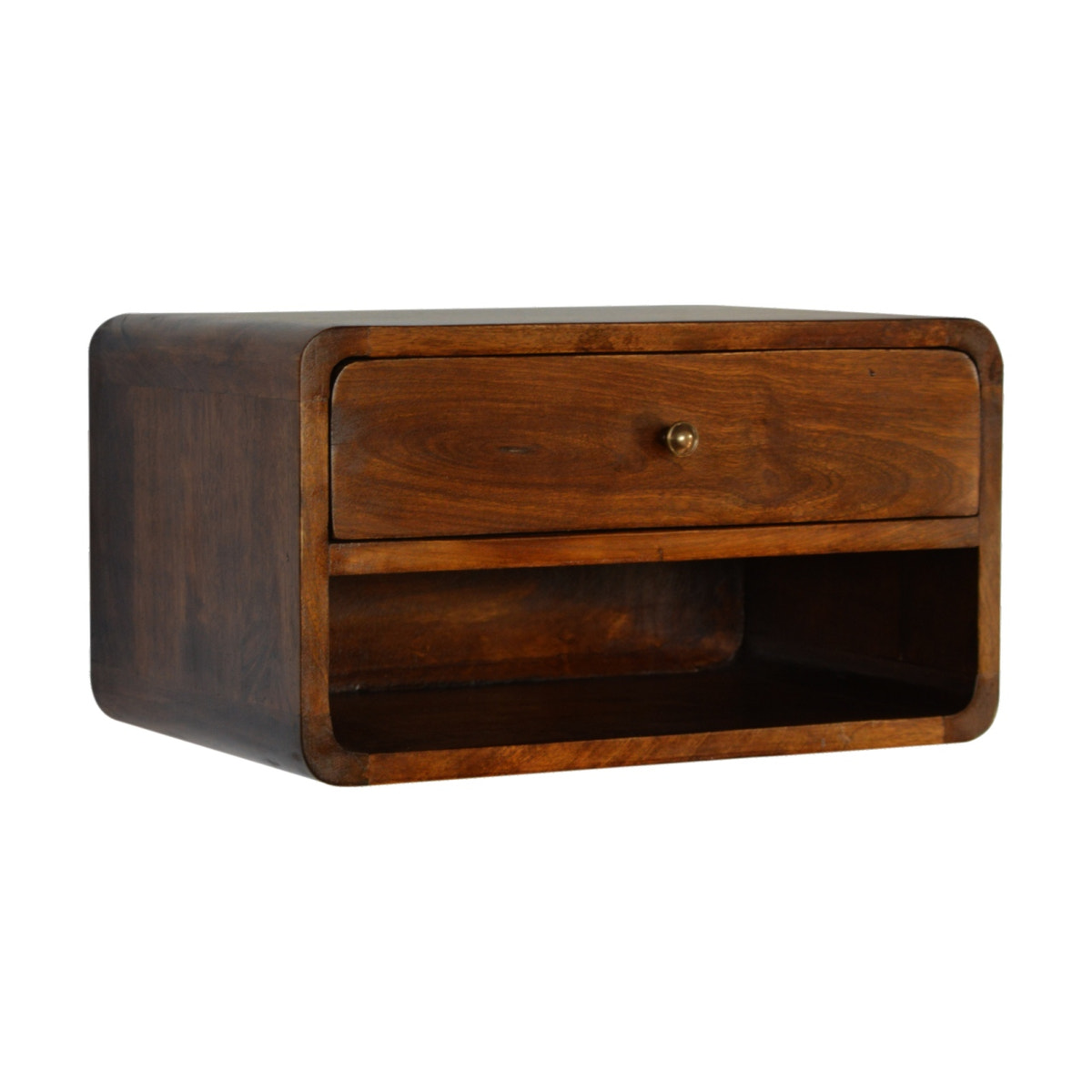 Chestnut Curve Floating Bedside Table | Wall-Mounted