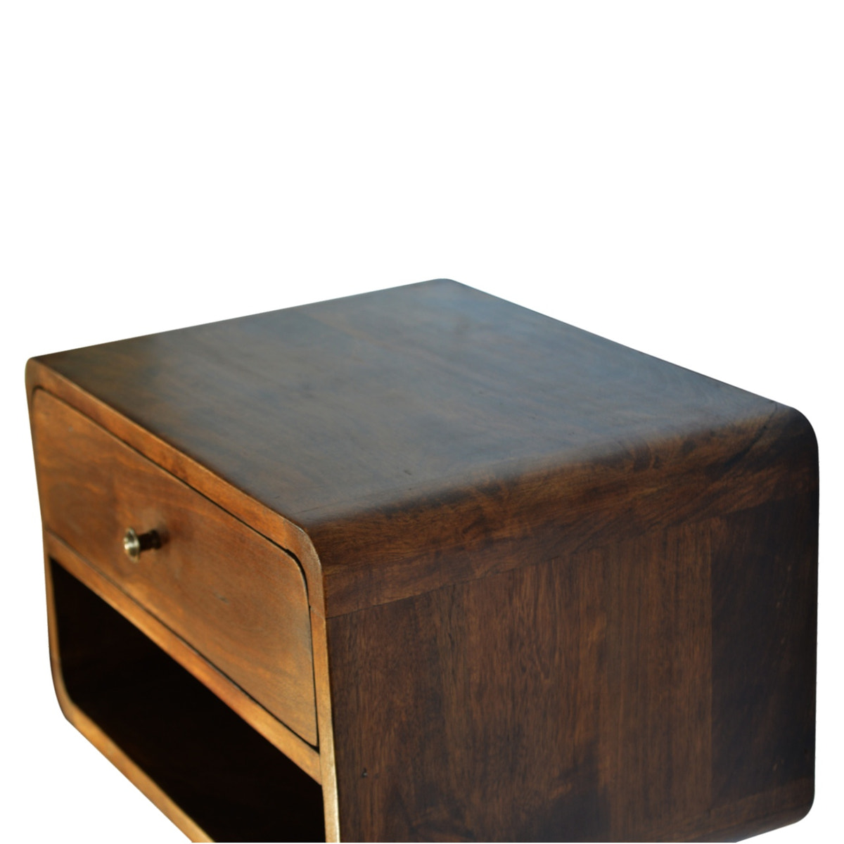Chestnut Curve Floating Bedside Table | Wall-Mounted