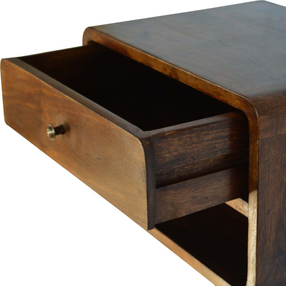 Chestnut Curve Floating Bedside Table | Wall-Mounted