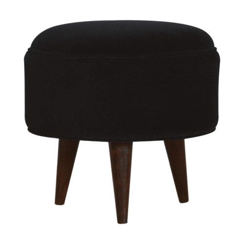 Black Velvet Nordic Style Footstool | Cotton Velvet