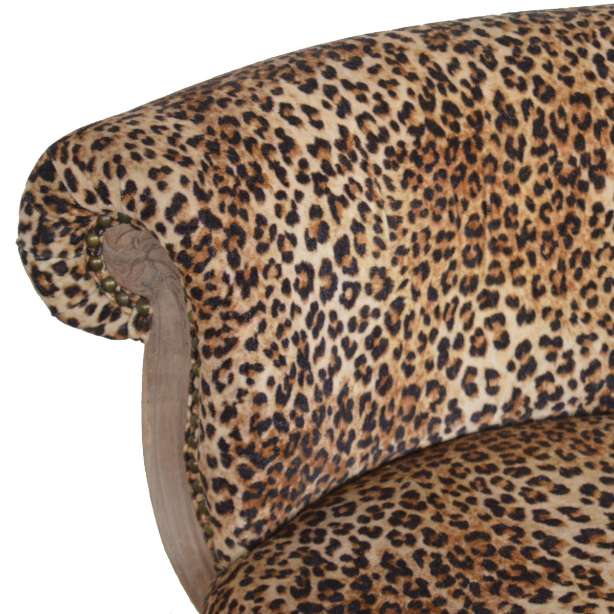 Leopard Print Studded Chair | Cotton Velvet