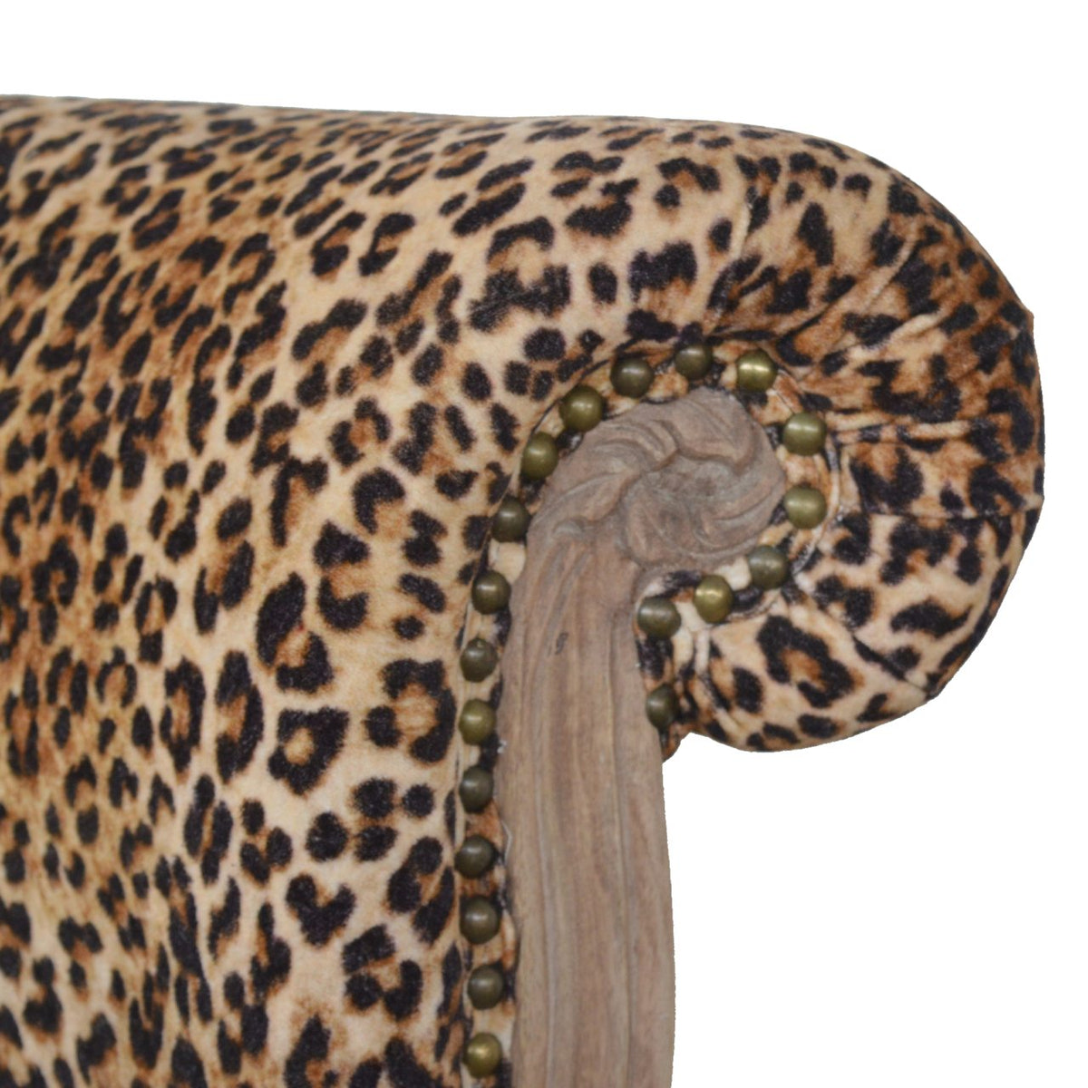 Leopard Print Studded Chair | Cotton Velvet