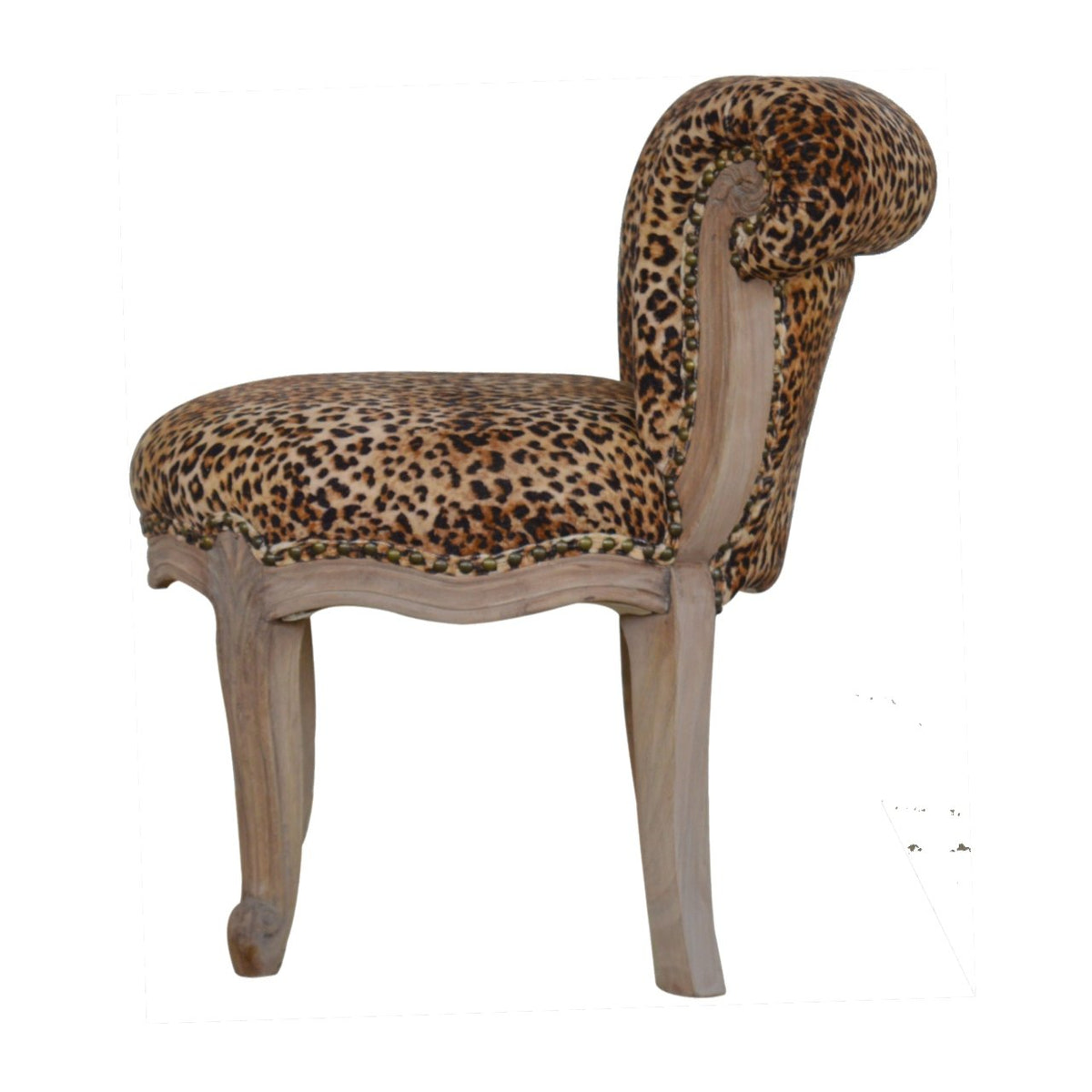 Leopard Print Studded Chair | Cotton Velvet