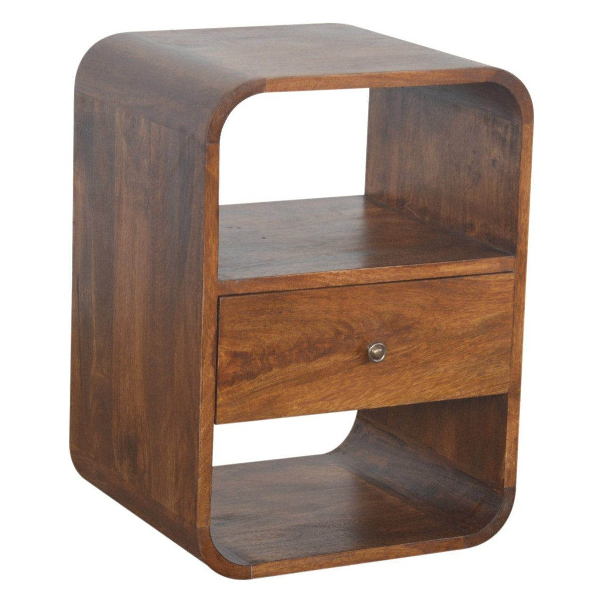 Chestnut Curved Edge Bedside Table