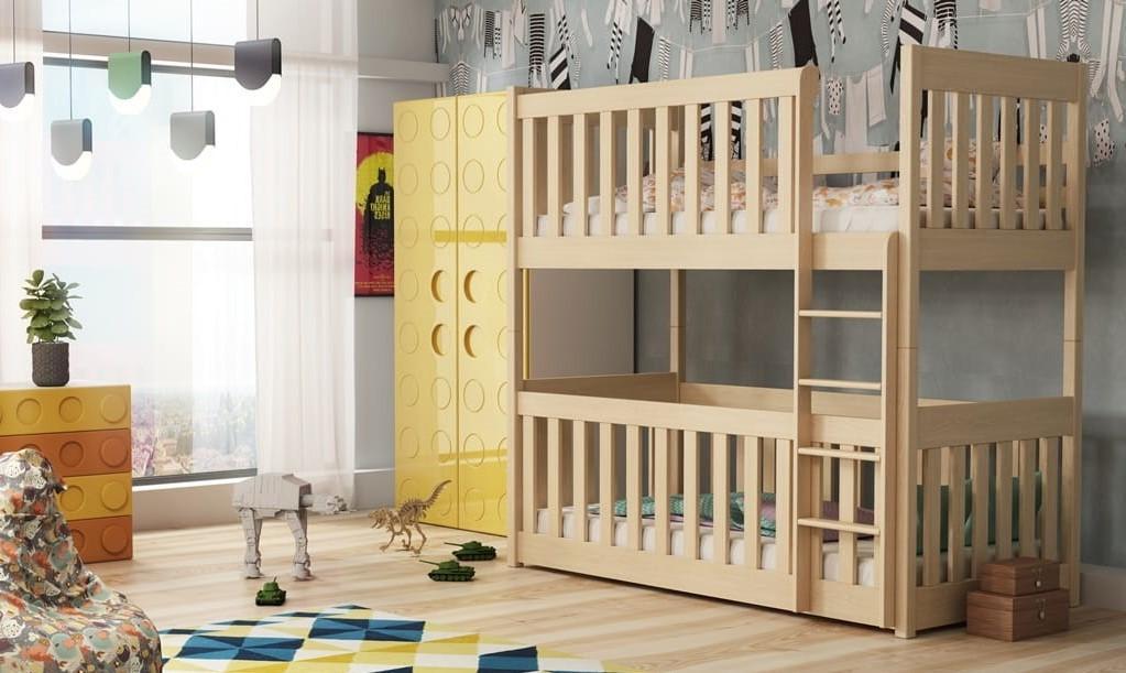 (60x120cm) Solid Pine Bunk Bed with Integrated Cot Pine Foam Mattresses