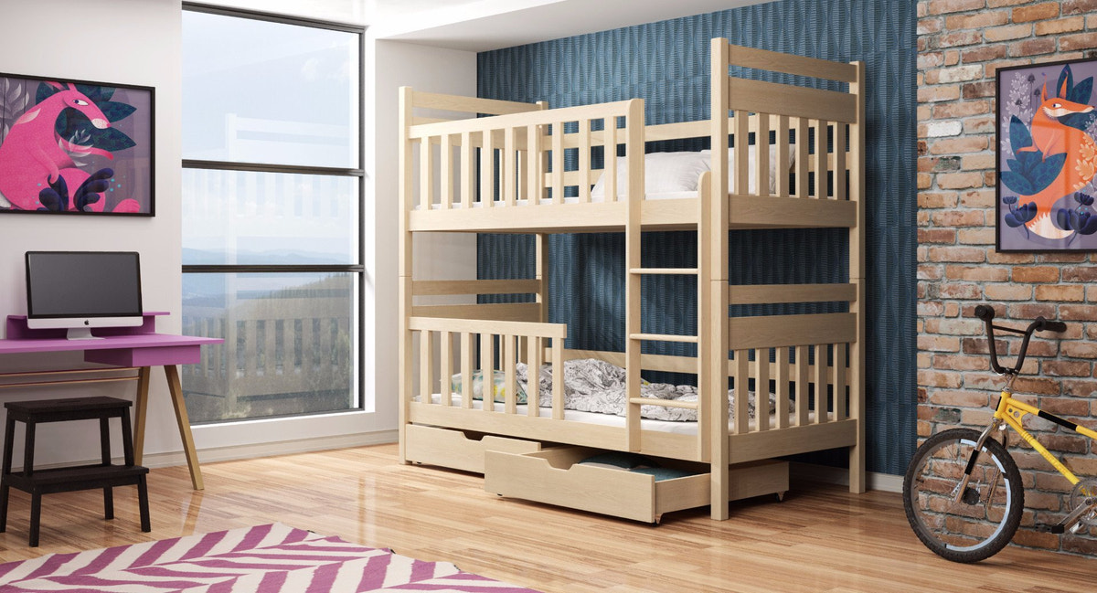 Single (3ft) Solid Pine Bunk Bed with Storage Drawers Pine Foam Mattresses