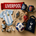 Football fan gear including scarves, mugs, clothing, keyrings, collectables and accessories from popular clubs and international teams.