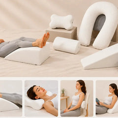 Ergonomic white pillow.