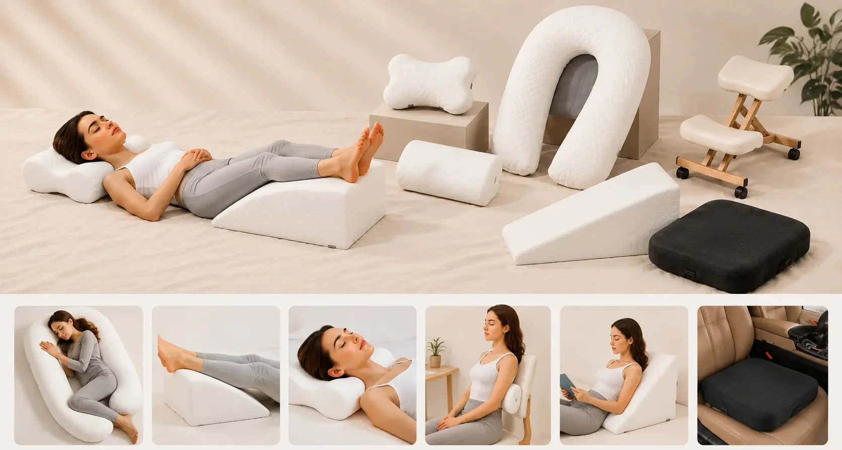 Ergonomic white pillow.