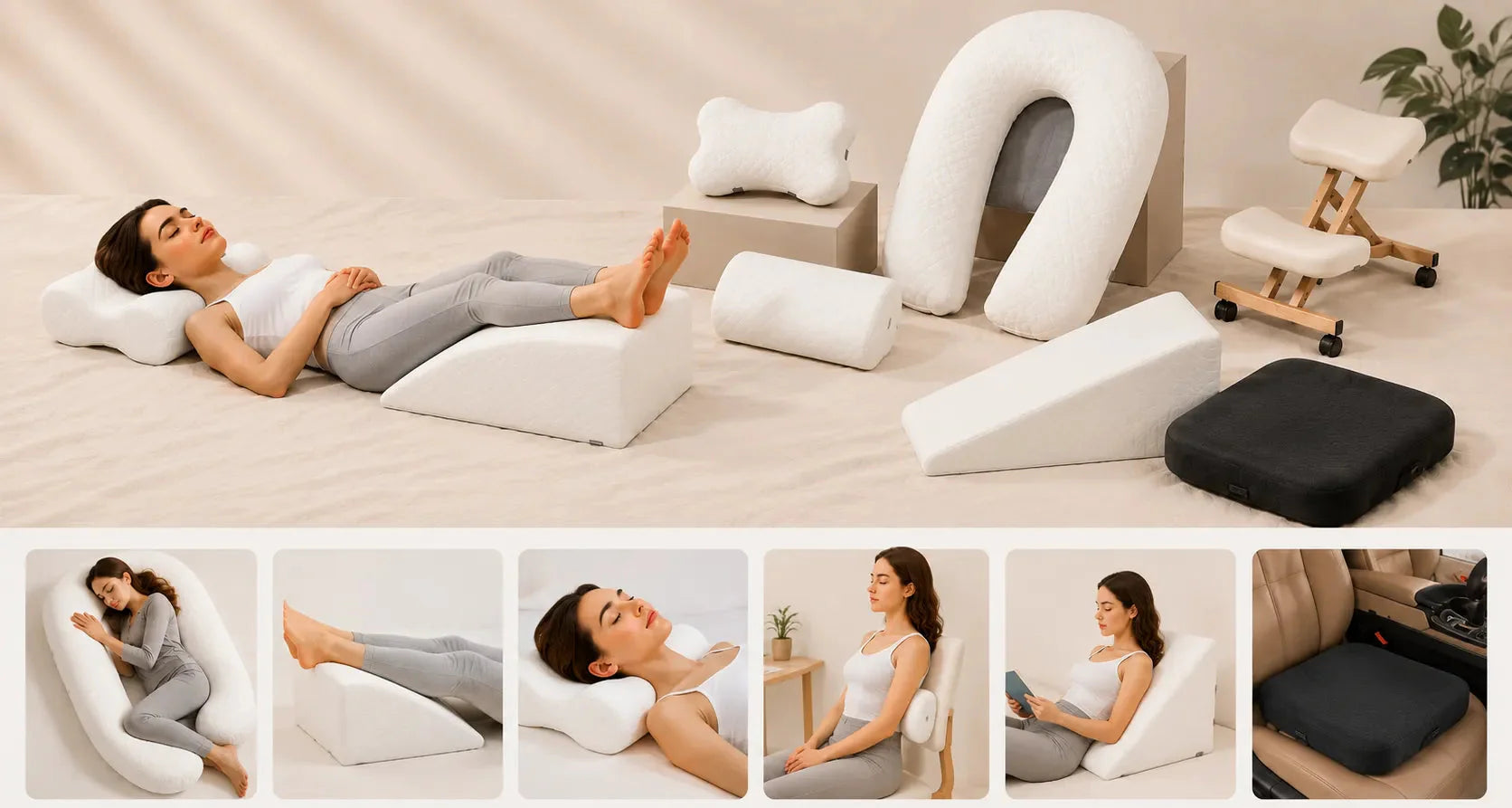 Ergonomic white pillow.