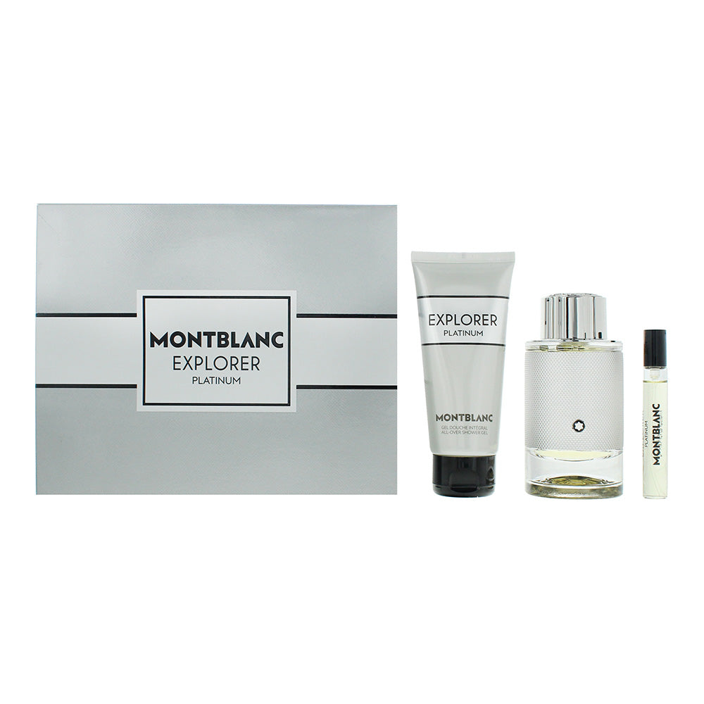 Mont Blanc Explorer Platinum Gift Set 100ml EDP + 100ml Shower Gel + 7.5ml EDP