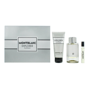 Mont Blanc Explorer Platinum Gift Set 100ml EDP + 100ml Shower Gel + 7.5ml EDP