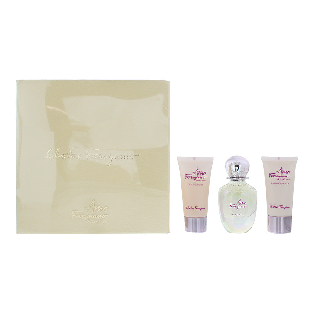 Salvatore Ferragamo Amo Ferragamo Flowerful Gift Set 50ml EDT + 50ml Body Lotion + 50ml Shower Gel