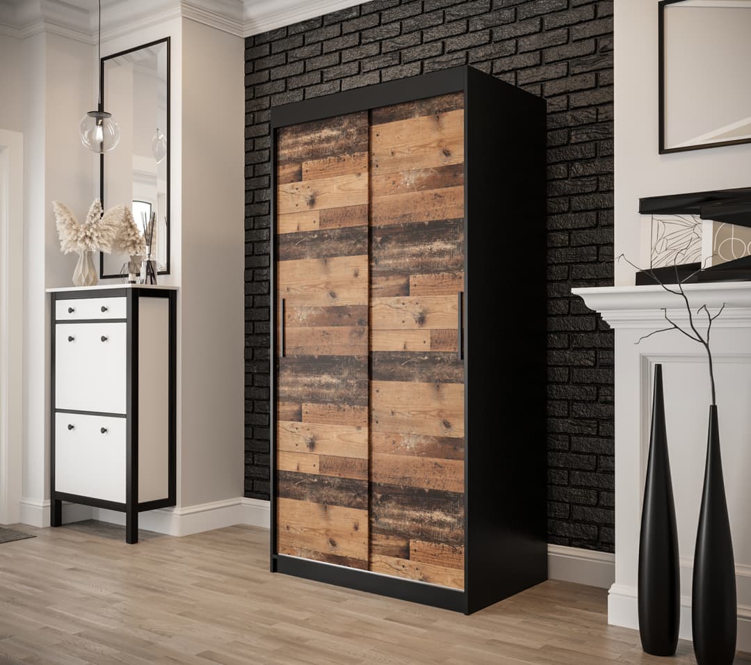 Tilburg Sliding Door Wardrobe 100cm - Dark Oak