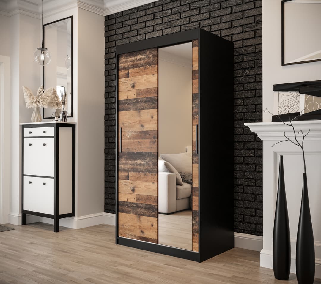Tilburg II Sliding Door Wardrobe 100cm - Dark Oak