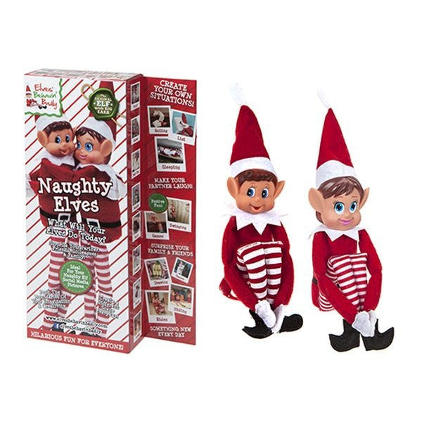 12 Inch 2pack Vinyl Head Elf In Red Clothes In Box 2 Assorted