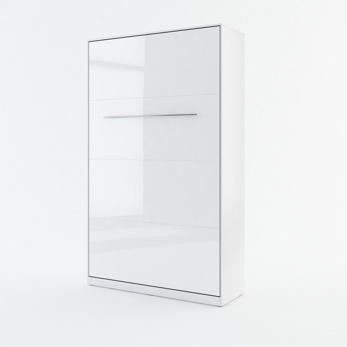 Small double vertical wall bed in White Gloss, closed