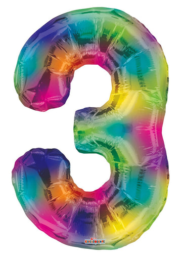 (34 inch) Number Balloon - 3 - Rainbow
