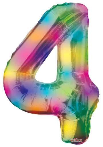 (34 inch) Number Balloon - 4 - Rainbow