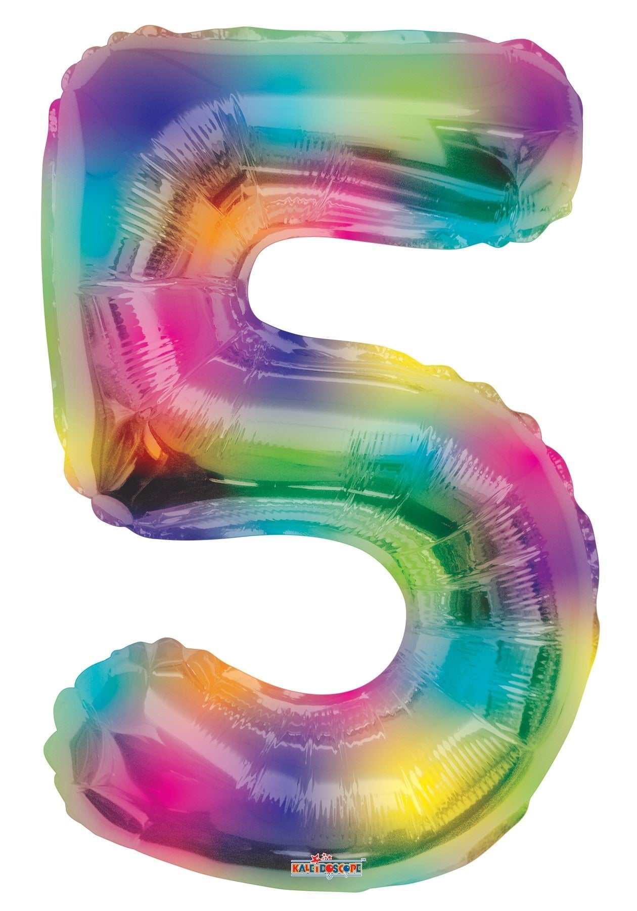 (34 inch) Number Balloon - 5 - Rainbow
