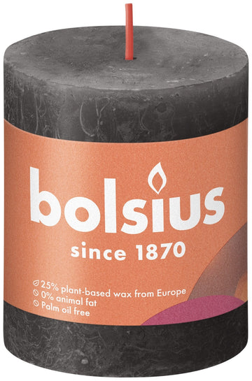Bolsius Rustic Shine Stormy Grey Pillar Candle (80mm x 68mm)