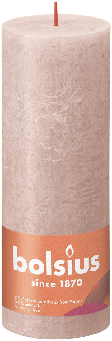 Misty Pink Bolsius Rustic Shine Pillar Candle (190 x 68mm)