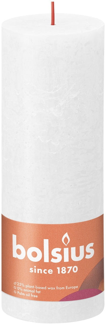 Cloudy White Bolsius Rustic Shine Pillar Candle (190 x 68mm)