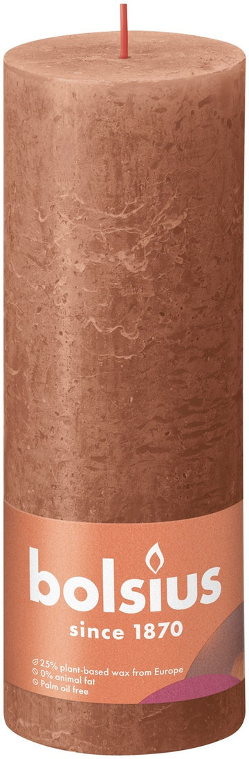 Bolsius Rustic Rusty Pink Shine Pillar Candle (190mm x 68mm)