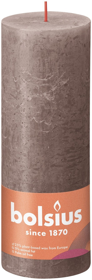 Bolsius Rustic Shine Rustic Taupe Pillar Candle (190mm x 68mm)