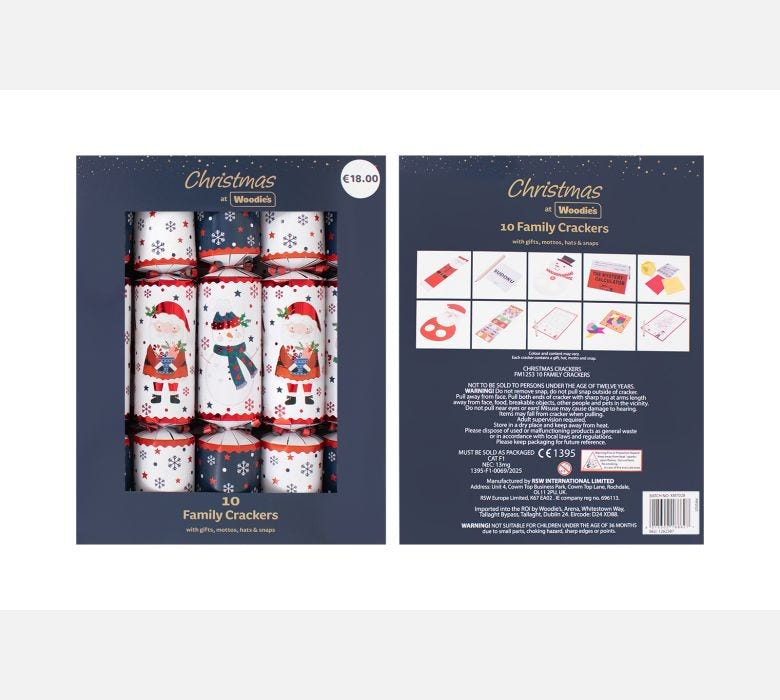 10 Family Santa & Friends Crackers (12 inch)