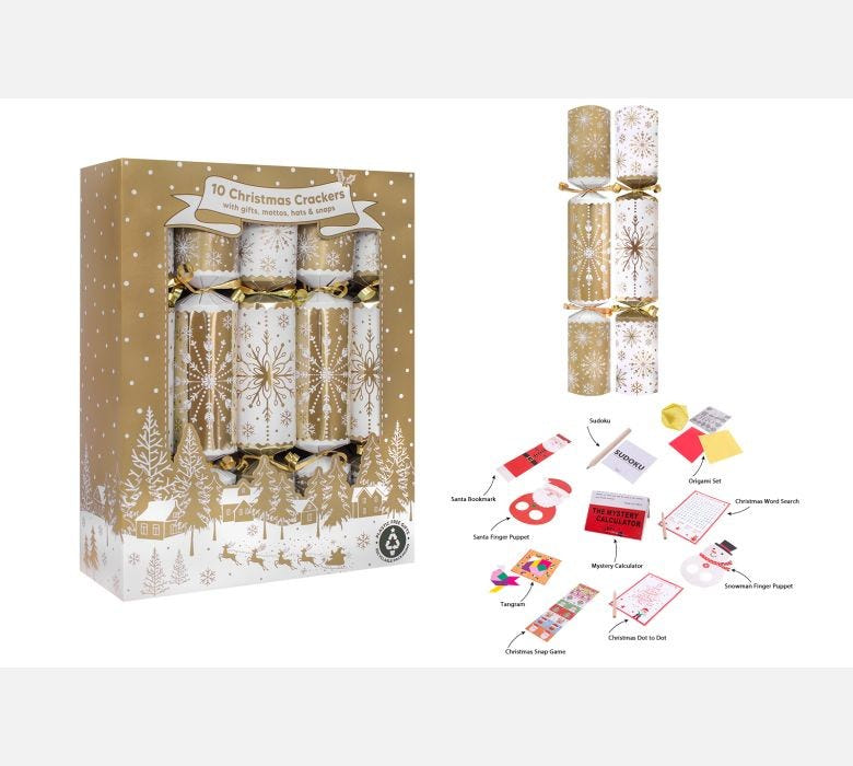 10 Gold Snowflake Crackers (12inch)