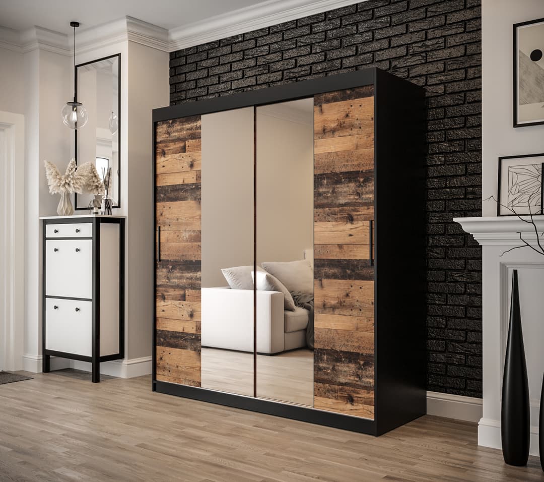 Tilburg I Sliding Door Wardrobe 180cm - Dark Oak