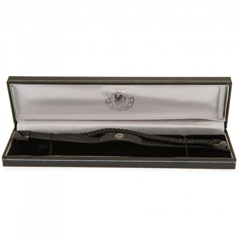 Chelsea FC Black IP Leather Bracelet - Bracelets & Charms