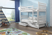 Single (3ft) Solid Pine Bunk Bed with 2 Storage Drawers White Matt Foam Mattresses