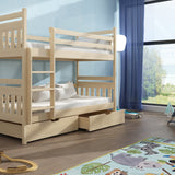 Single (3ft) Solid Pine Bunk Bed with 2 Storage Drawers Pine