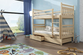 Single (3ft) Solid Pine Bunk Bed with 2 Storage Drawers Pine Foam Mattresses