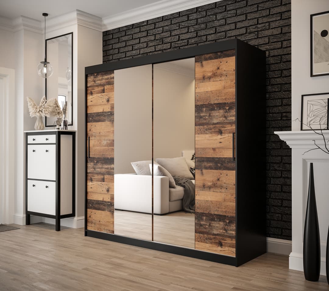 Tilburg I Sliding Door Wardrobe 200cm - Dark Oak