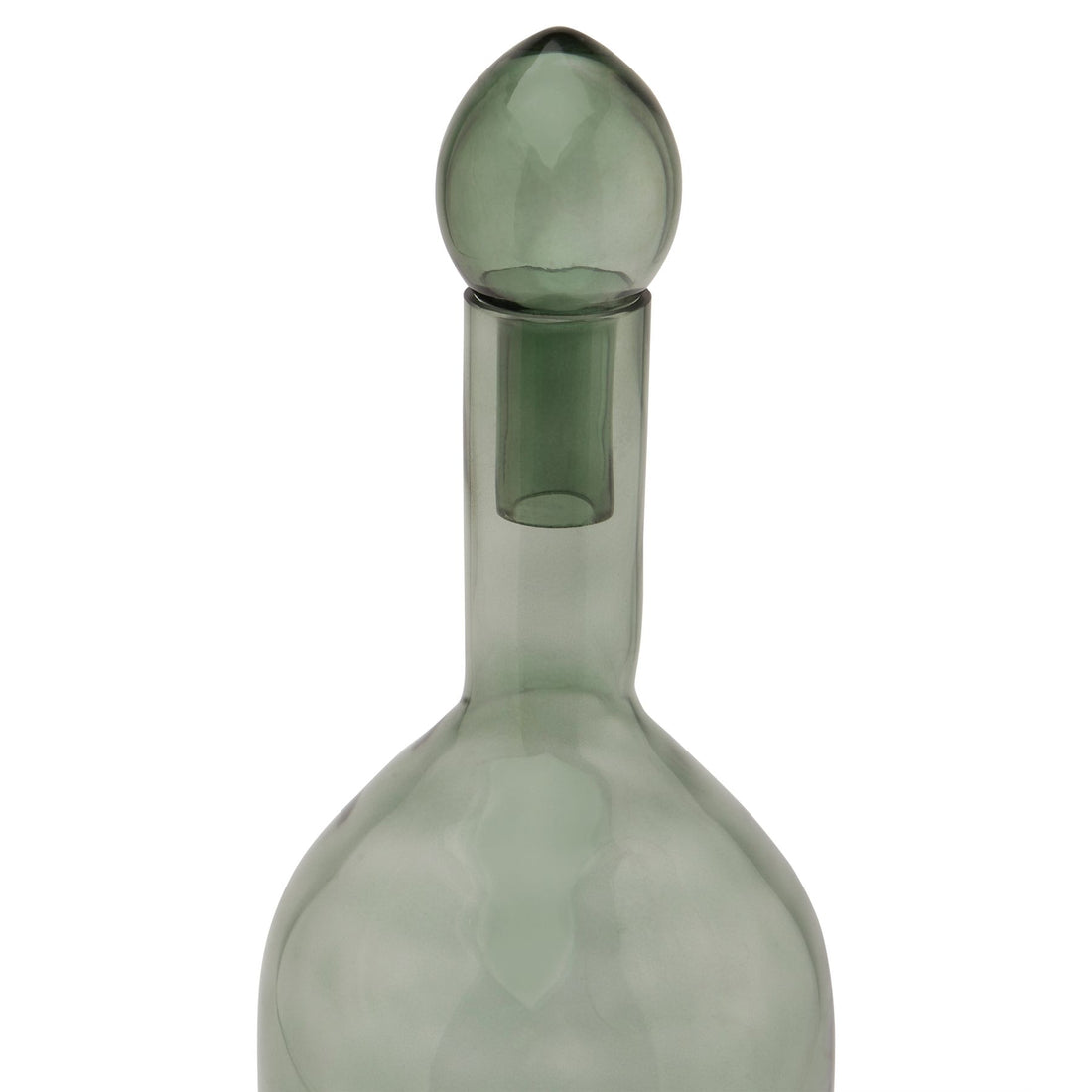 Smoked Sage Glass  Tall Bottle With Stopper