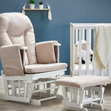 Nursing Glider Chair & Footstool Set – Sand | 7-Position Reclining Glider Chair for Nursery