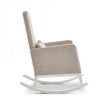 High Back Nursery Rocking Chair – Oatmeal | Solid Wood Frame Nursing Chair with Foam Cushions