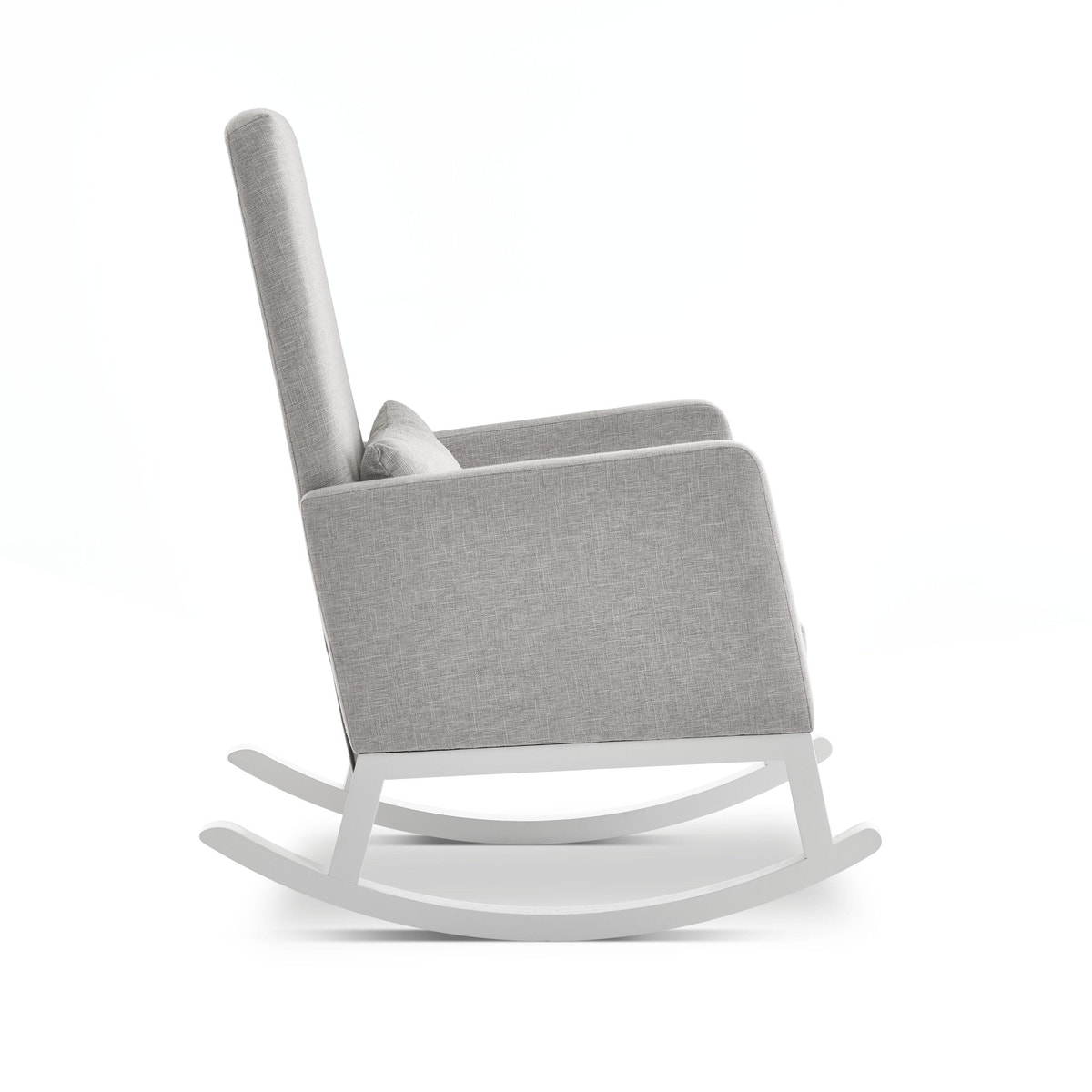 High Back Nursery Rocking Chair – Stone | Solid Wood Frame Nursing Chair with Thick Foam Cushion