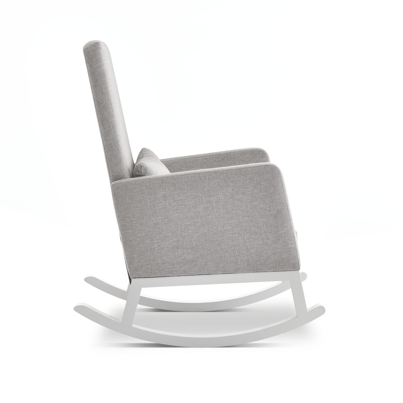 High Back Nursery Rocking Chair – Stone | Solid Wood Frame Nursing Chair with Thick Foam Cushion