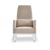 High Back Nursery Rocking Chair – Oatmeal | Solid Wood Frame Nursing Chair with Foam Cushions