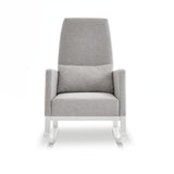 High Back Nursery Rocking Chair – Stone | Solid Wood Frame Nursing Chair with Thick Foam Cushion