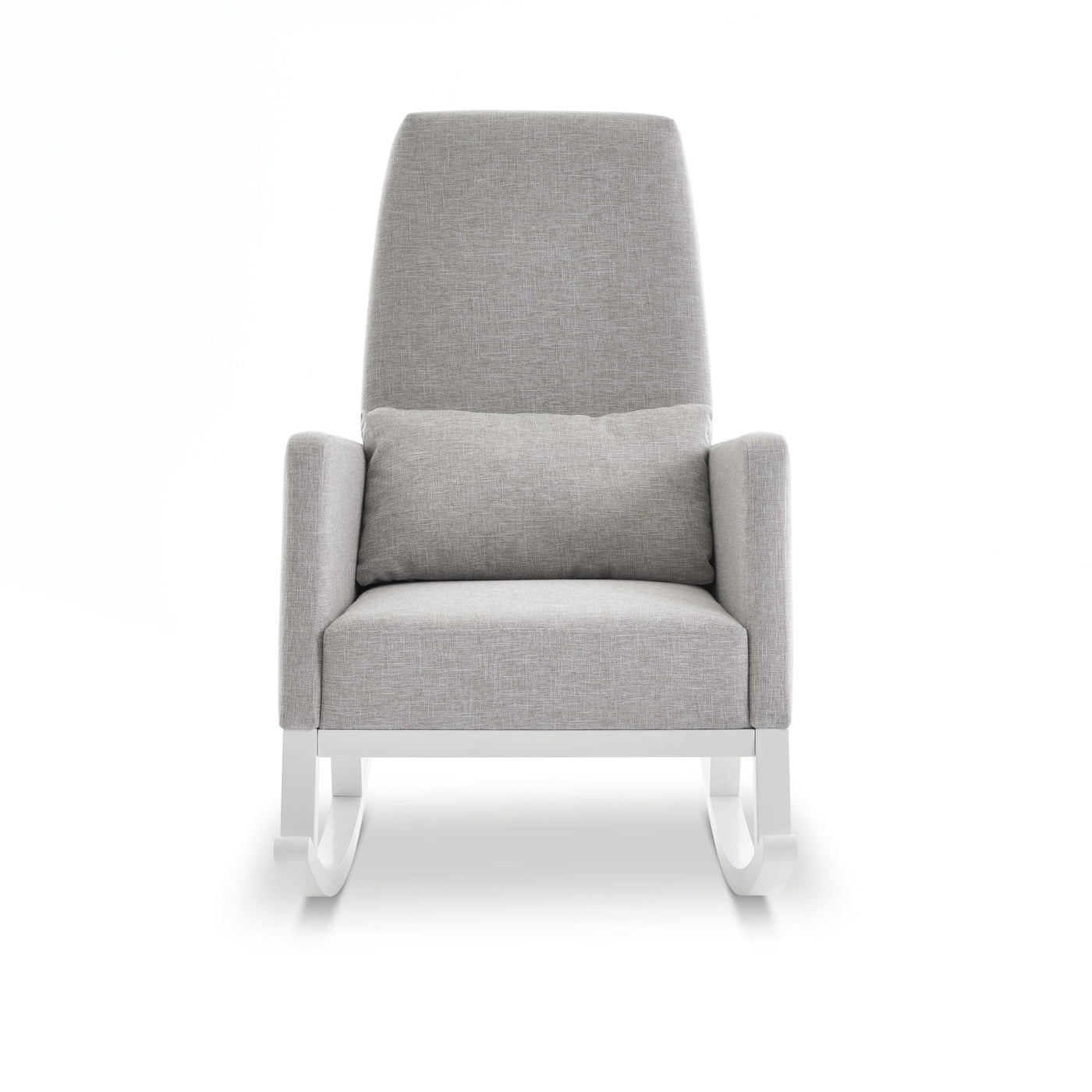 High Back Nursery Rocking Chair – Stone | Solid Wood Frame Nursing Chair with Thick Foam Cushion