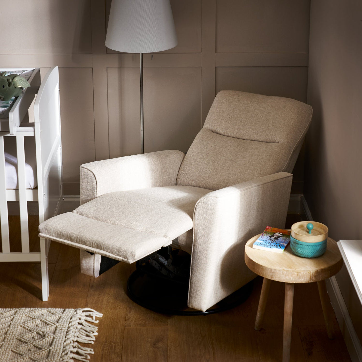 Savannah Swivel Glider Recliner Nursing Chair – Oatmeal